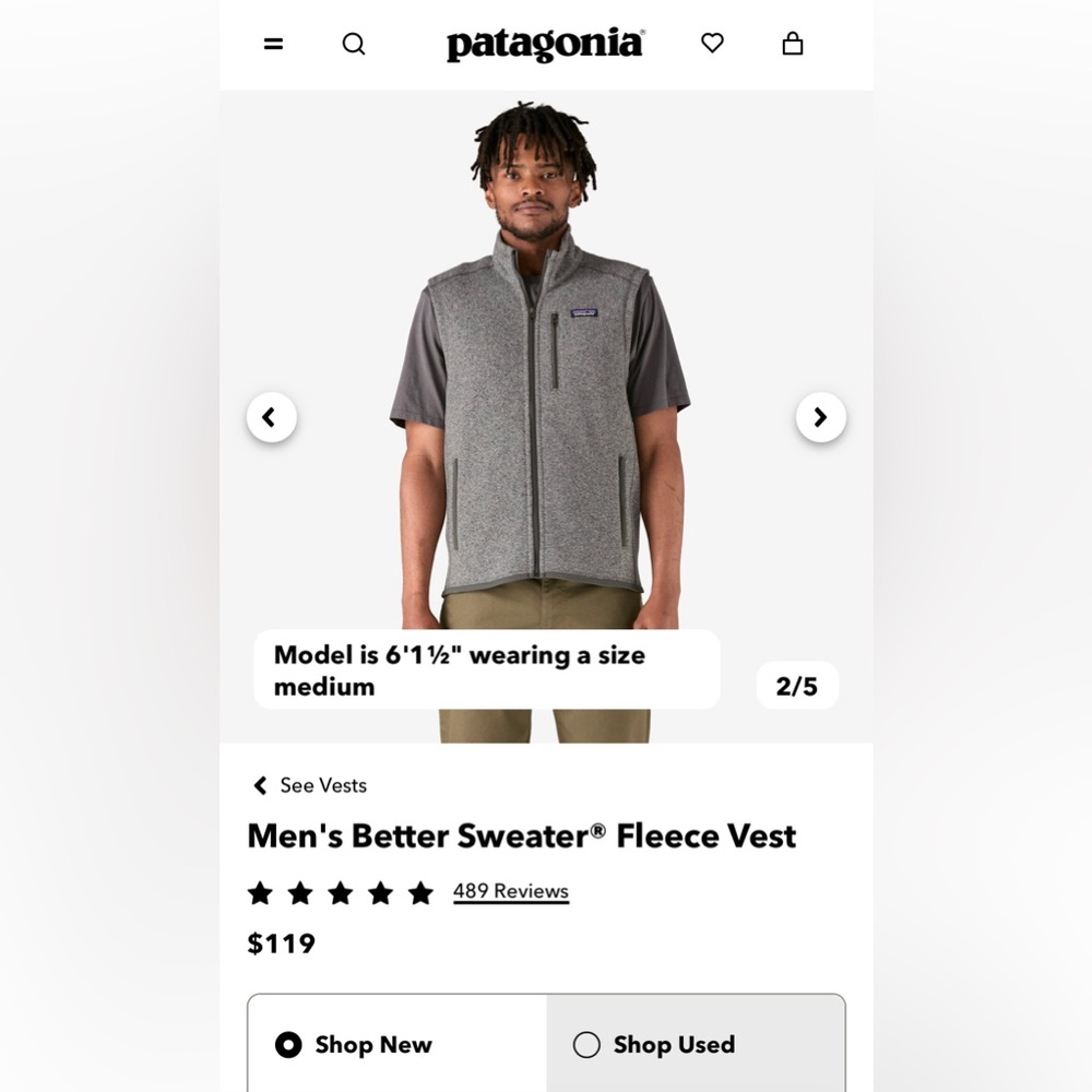Gray Patagonia Men’s Vest - Picture 6 of 6